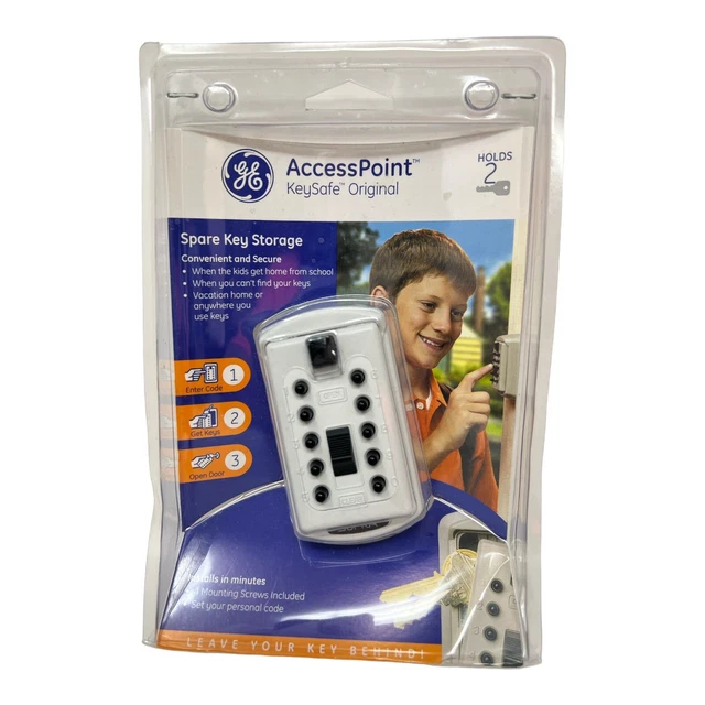 White GE Access Point KeySafe Original 2 Key Spare Key Storage Wall Mount