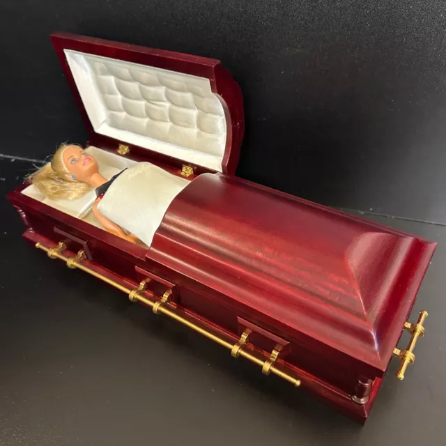 1:6 Scale Wooden miniature coffin casket Mahogany for 1/6 dollhouse doll Funeral
