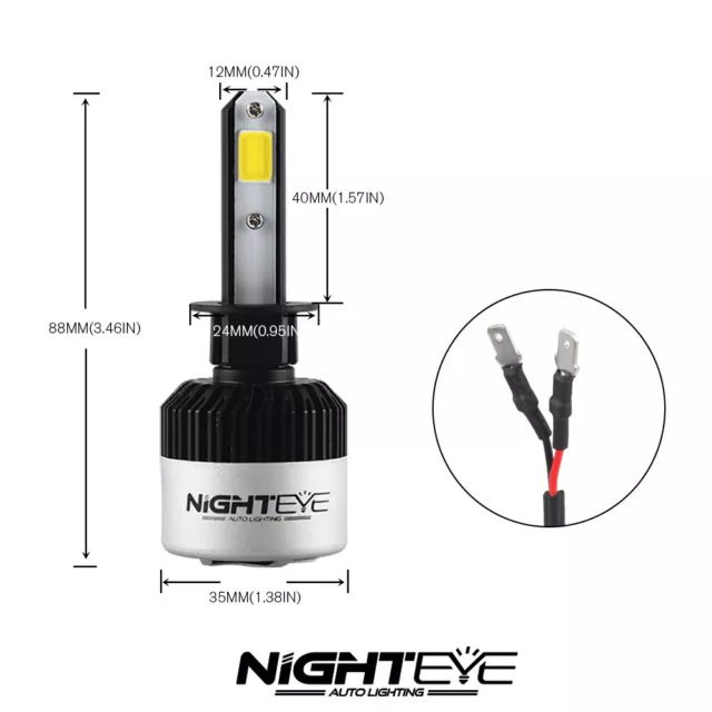 NIGHTEYE H1 LED Headlight Bulbs 9000LM 72W High/Low Beam Lamp 6500K Super White 2
