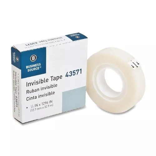 Business Source Invisible Tape - 0.50" Width X 36 Yd Length - 1" Core -