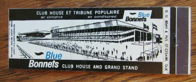 Horse Racing Sports Matchbook Matchcover: Blue Bonnets (Montreal, Quebec) -E13