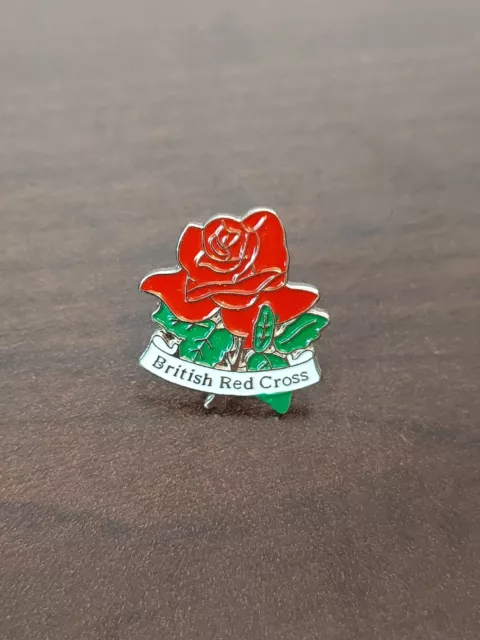 British Red Cross rose collectable enamel pin badge (excellent condition)