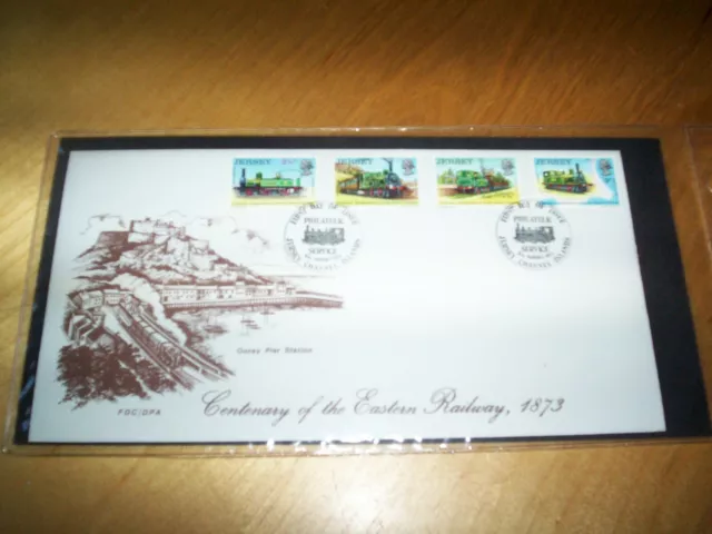 first day stamp cover jersey 1973 centenary of the eastern railway 1873