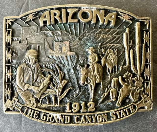Award Design Medals Arizona 1912 The Grand Canyon State Solid Brass Belt Buckle