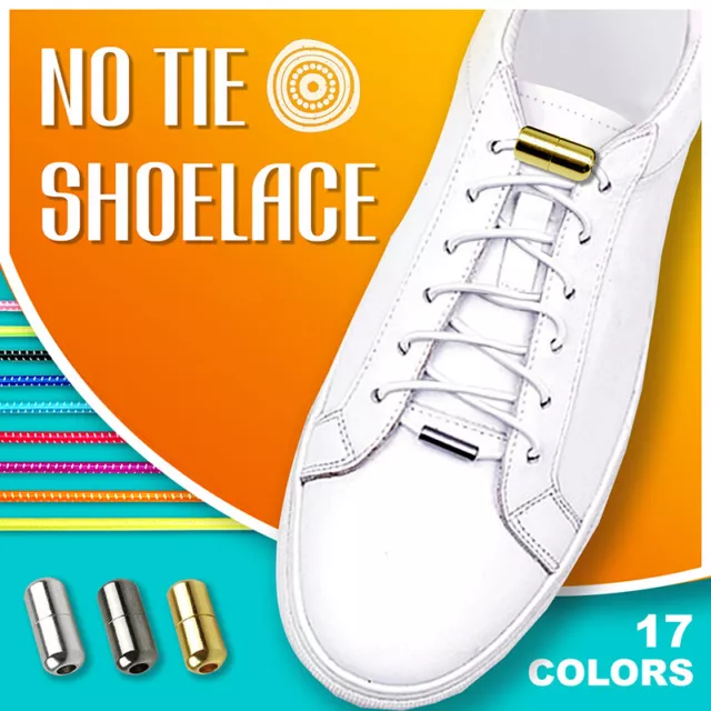 Round No Tie Shoe Laces Lock Elastic Shoelaces Lazy Laces Sneakers Kid Adults AU