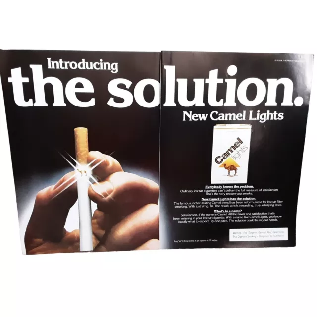 1978 Camel Lights The Solution 2 Page Original Print Ad Vintage