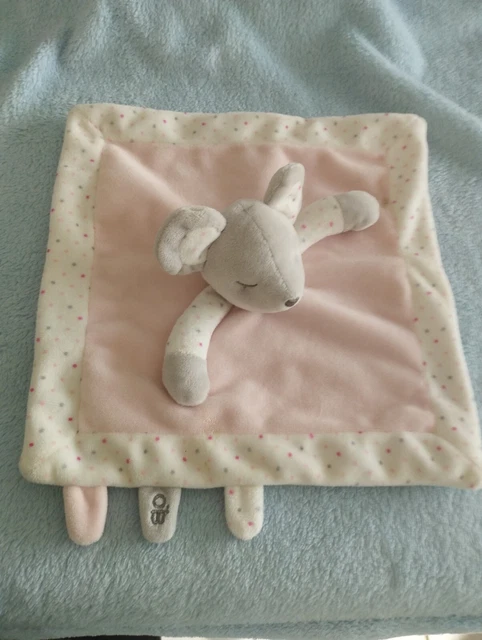 Doudou Plat Souris Obaibi Dormeuse Rose Et Gris À Pois Tbe