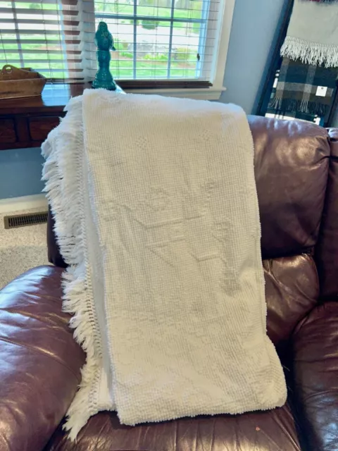Vintage Morgan Jones Hobnail Chenille Twin Fringe Bedspread w/tag 68" x 102"