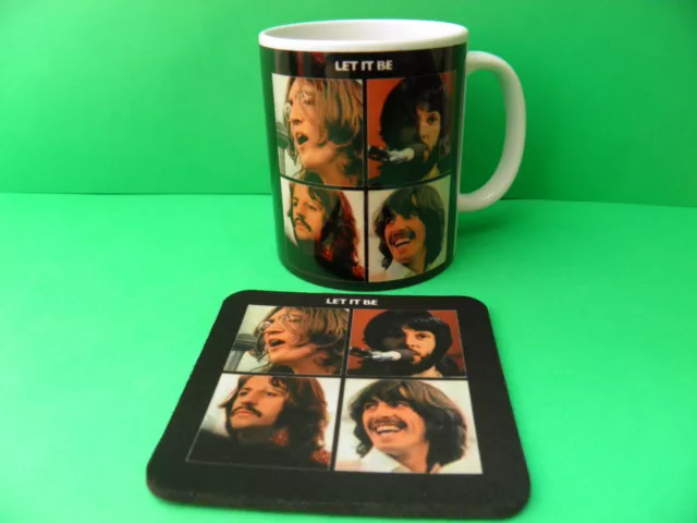 1 x Ceramic 11oz Coffee Tea Mug and Coaster The Beatles LET IT BE - YOUR DESIGN