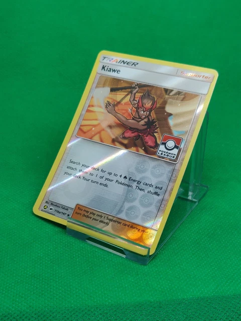 KIAWE TRAINER 116a/147 BURNING SHADOWS POKEMON CARD REVERSE HOLO NM LEAGUE STAMP
