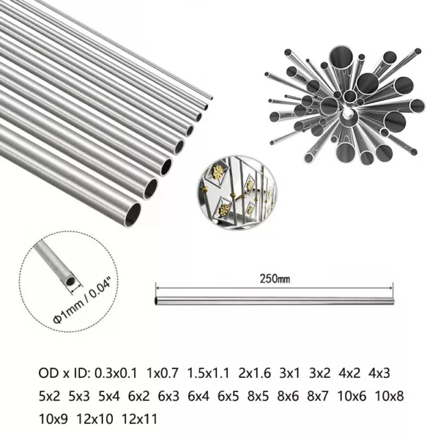 Stainlesss Steel Round Tube / Pipe -VARIOUS SIZES- 304 GRADE - 250mm LONG