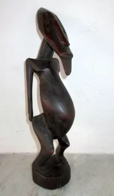 Antiguo Tallado a Mano Rosa Madera Africano Tribal Pregnant Dama Figura Estatua