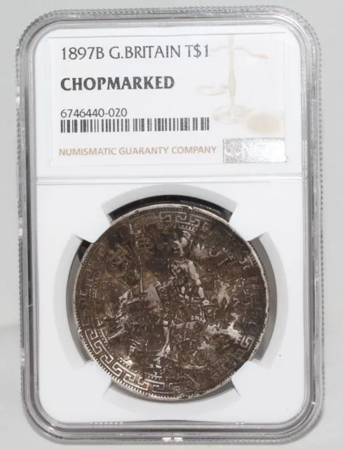 1897 B Great Britain Silver Trade Dollar Coin NGC Chopmarked