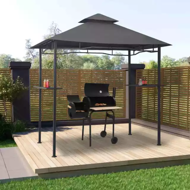 BBQ Pavillon Anthrazit Stahl Barbecue Grillpavillon Gartenpavillon vidaXL