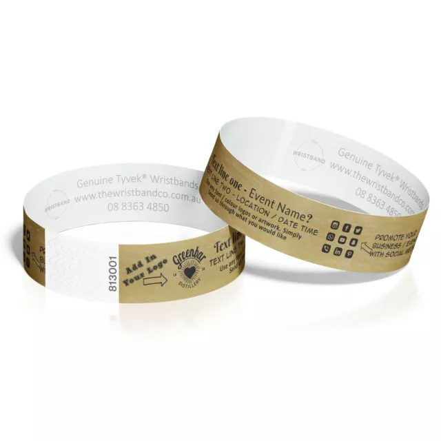 Custom Printed Tyvek Event Wristbands. Tearproof, Waterproof inc Colour Print.