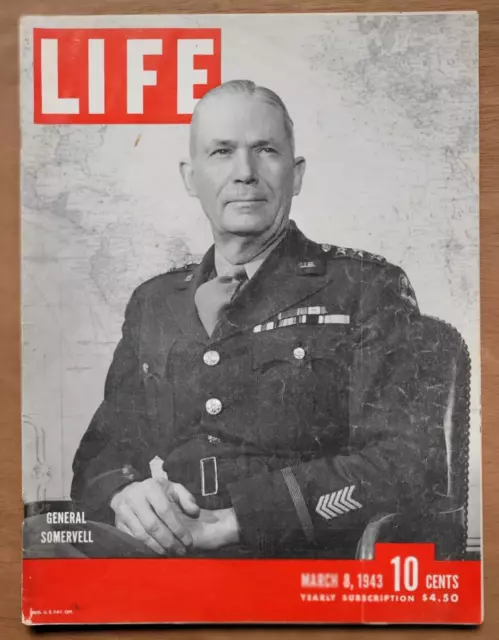 LIFE Magazine March 8, 1943 WWII, General Somervell, Veronica Lake, Puerto Rico