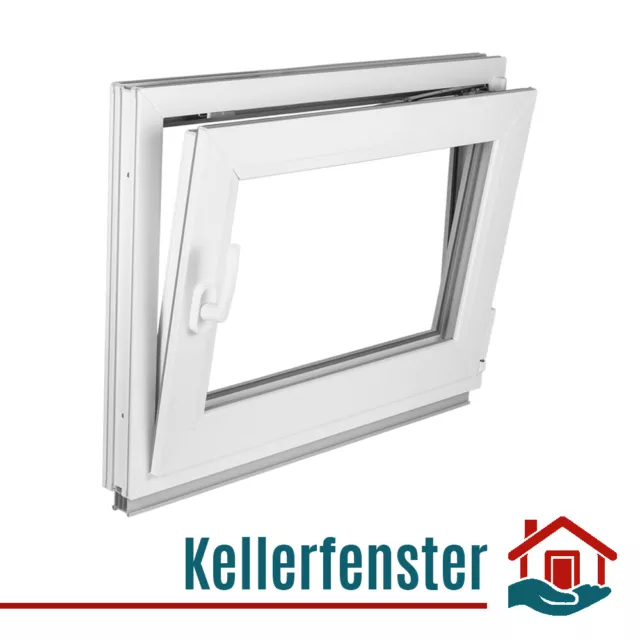 Kellerfenster Fenster 2-fach & 3-fach Verglasung Dreh-Kipp Weiß Premium