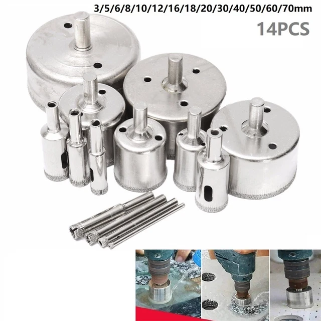 Trapano seghetto forato bit argento 3/5/6/8/10/12/16/18/20/30/40/50/60/70 mm lungo 50 mm