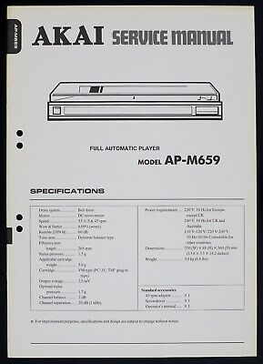 Original Service Manual Akai full automatic Player ap-m640 