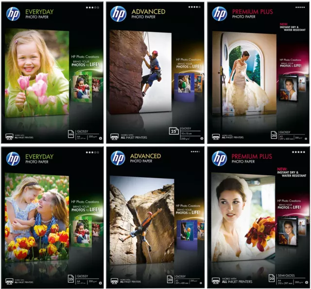 Original HP Fotopapier 10 x 15 cm, 13 x 18 cm, DIN A4, DIN A3, 200 - 300 g/m²