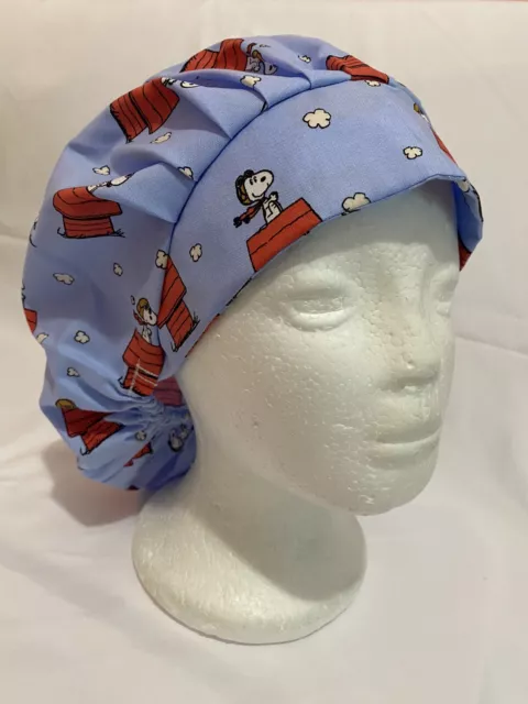 women surgical/scrub/hat/ cap cord lock, bouffant  style - Christmas Peanuts