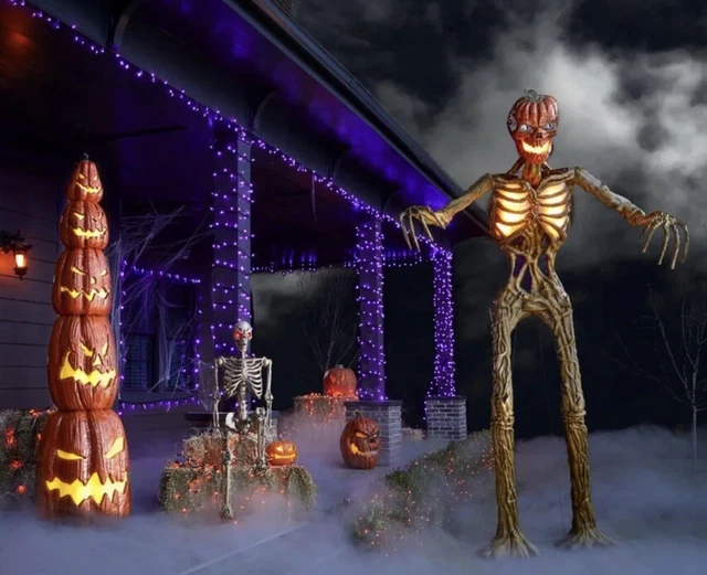 12 FT GIANTSIZED Inferno Pumpkin Skeleton with LifeEyes(TM) LCD Eyes