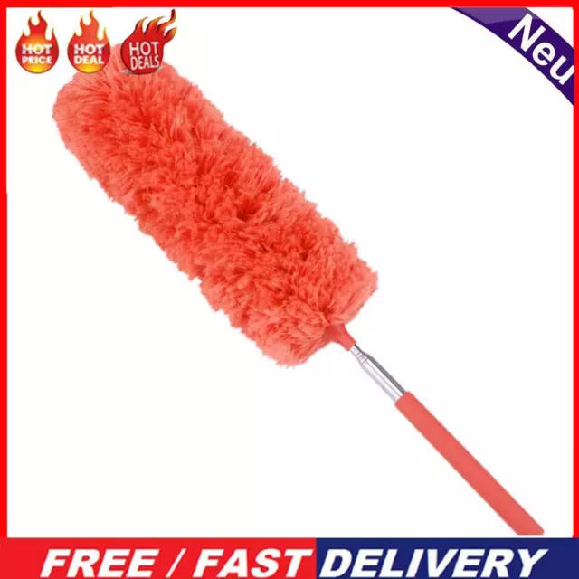 Adjustable Stretch Extend Microfiber Duster Dusting Brush Cleaning (Orange)