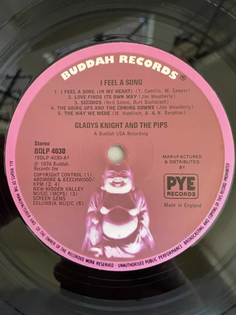 Gladys Knight & The Pips - I Feel A Song - Vinyl LP  1974 Buddah BDLP 4030 3