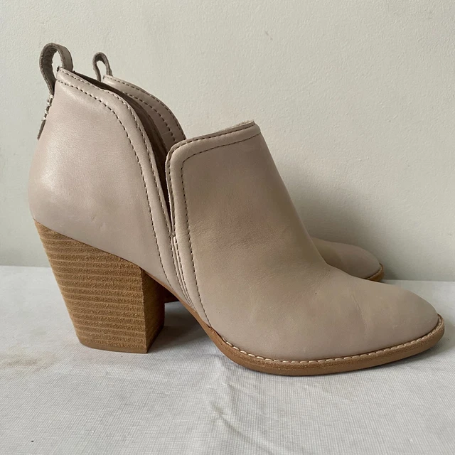JEFFREY CAMPBELL WOMENS Everly Boot Size 6.5 Ivory leather Block Heel Buckles 54.95 PicClick