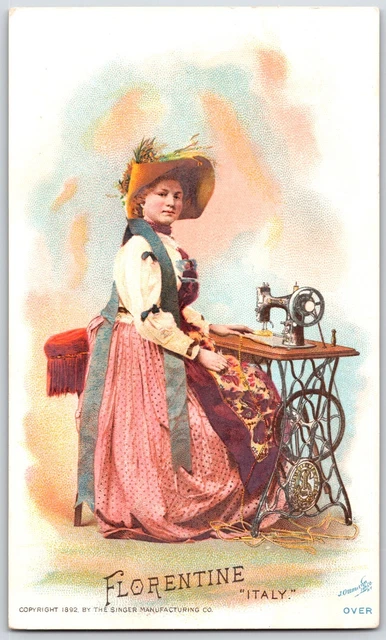 Singer Sewing Machine 1892 trade card Florentine Italy Columbian Exposition