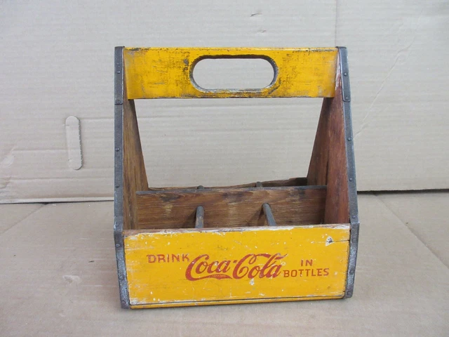 Vintage Drink Coca Cola In Bottles Wood Bottle Carrier