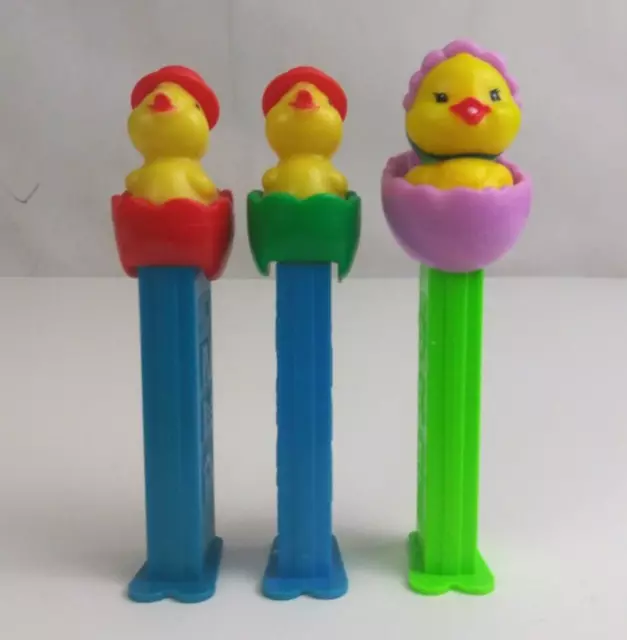 Lot of 3 Easter Pez Dispensers Three Different Chicks (G)