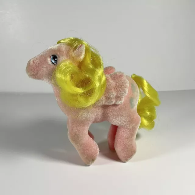 Vintage My Little Pony BEST WISHES G1 So Soft Pink Flocked Fuzzy "PEGASUS" 1983