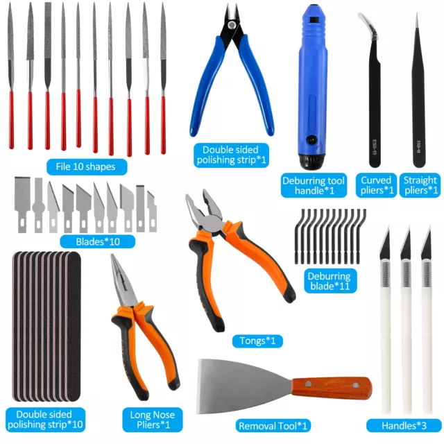 51Pcs 3D Printer Tools Kit Cleaning and Removal Tool Include Deburring Tool