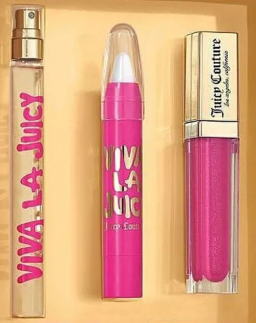 Juicy Couture VIVA LA JUICY 3 PC GIFT SET EDP Perfume + LIP GLOSS + Pencil