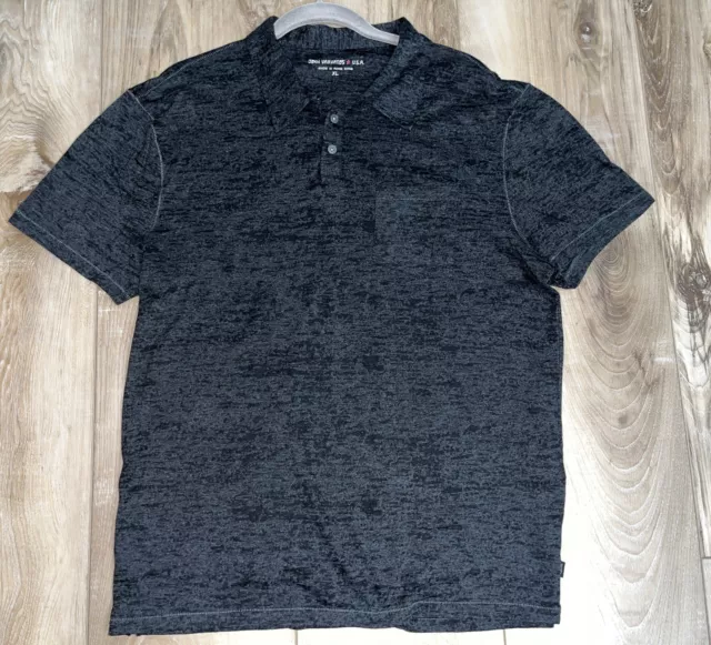 John Varvatos Star USA Men's Burnout Polo Shirt Pocket Heather Black Size XL
