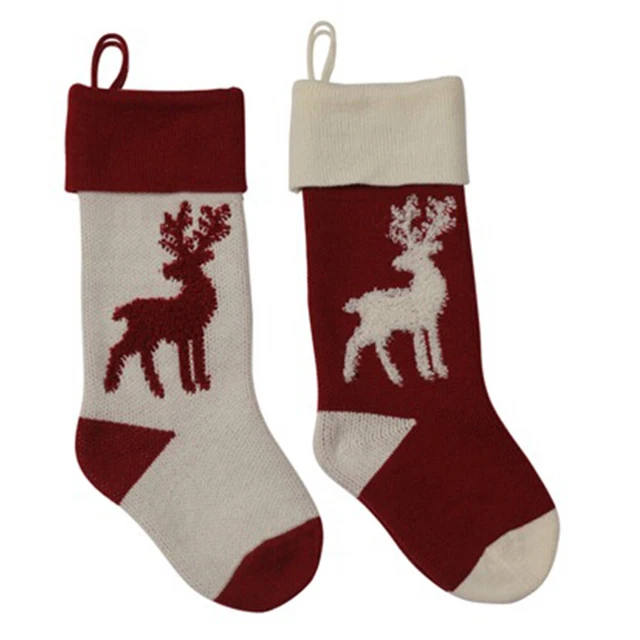 2 PIEZAS Calcetines de Navidad Bolsa de regalo de Navidad Decoración rústica Navidad