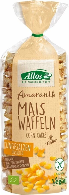 Allos Amaranth Mais-Waffeln ungesalzen Bio 100g glutenfreier & veganer Snack