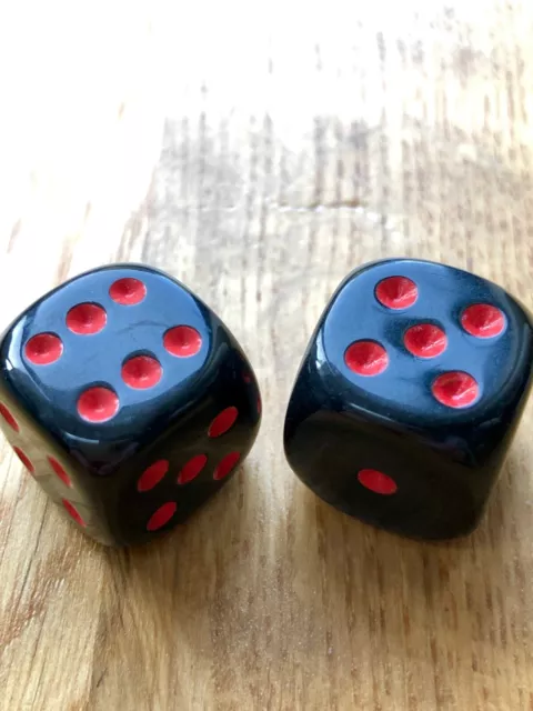 Pair Of Black & Red Spot Dice - Round Edges - Brand New - 1.5Cm From Usa