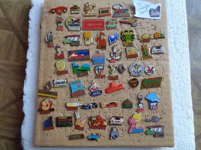 Job lot of 58 Transport petrol advertising related metal lapel pins