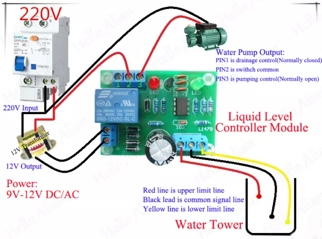 Liquid Level Controller Module Water Level Detection Sensor 9V-12V AC/DC