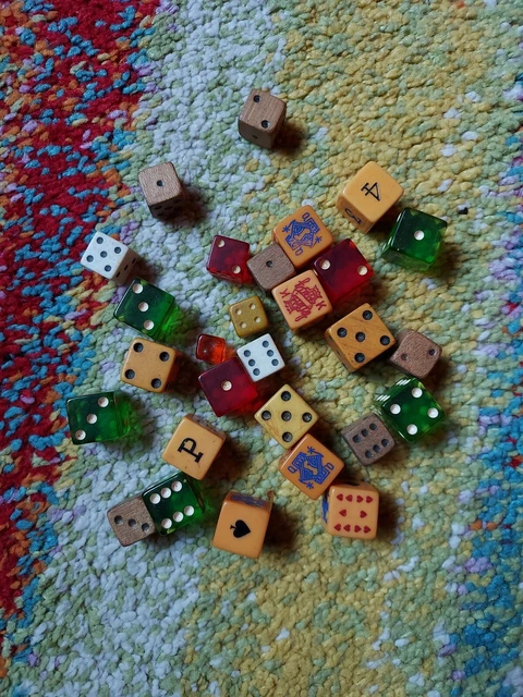 Vintage Dice Lot - Various Sizes, Colors, Types