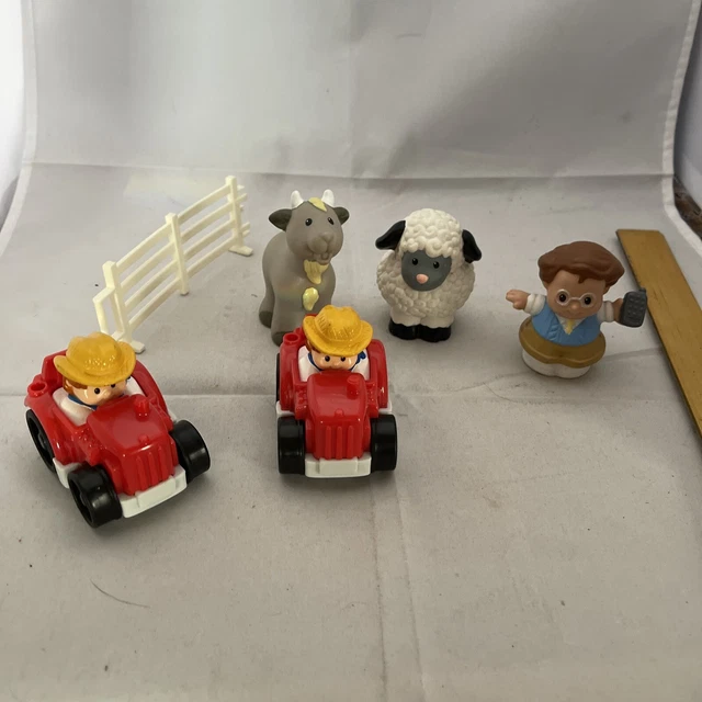 FISHER PRICE LITTLE People Barn Farm Animals Figures Tractor Lot Set 6 