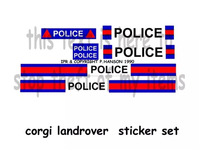 Corgi Toys Landrover109Wb Sticker Set