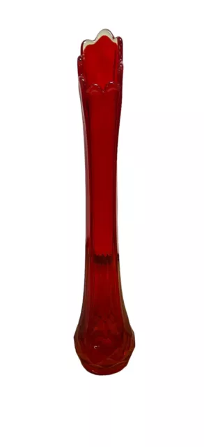Vintage LE Smith Dominion Amberina Swung Glass Vase 15,5” UV 8 Petals