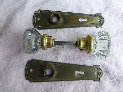 Vintage set of steel Art Deco/Nouveau plates, 12pt crystal glass knobs- Set #6