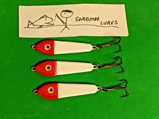 3 - 1.5 oz Minnow FISHING LURES Jig SLAB SPOON White, Red, Chart $10.99 -  PicClick