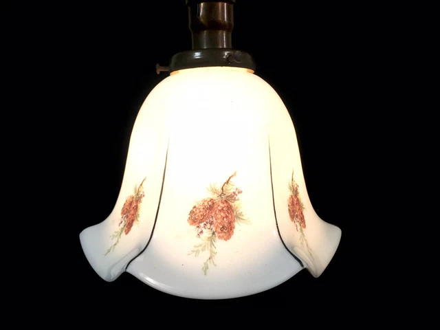 Vintage 1950s Pendant Ceiling Light Fixture Milk Glass Pinecone Shade Cabin Camp