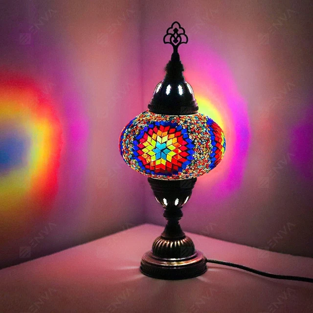 Lampada da comodino da tavolo in mosaico turco marocchino fatta a mano tiffany