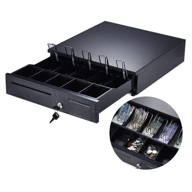 Cash Register Drawer 15" Lock Box 5 Bill 5 Coin Removable Coin Slots RJ11 N2Q7